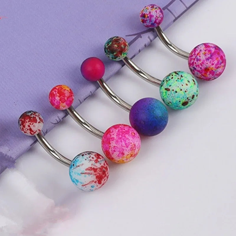 5PCS Pearl Belly Button Piercing Set Acrylic Painted Belly Piercing Barbell Bulk For Women Belly Ring Lot Piercing Ombligo Pack