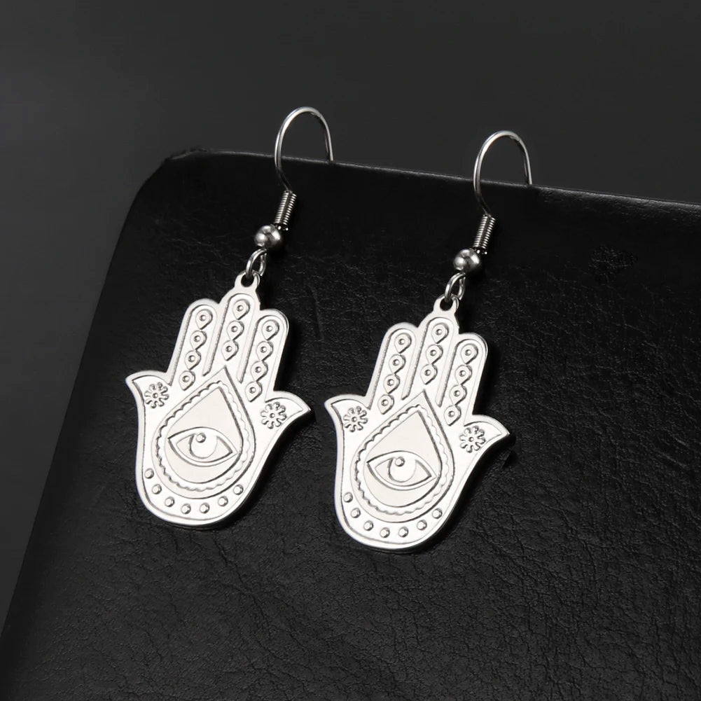 Skyrim Amulet Hamsa Hand of Fatima Bracelets on Hand Gold Color Women's Bracelet Stainless Steel Islamic Lucky Jewelry Gift 2025