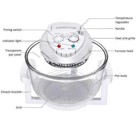 12L Air Fryer Oil-free Electric Fryers Visible Household Automatic Oven Deep Fryer Multifunctional Cooker French Fries Pan 220V