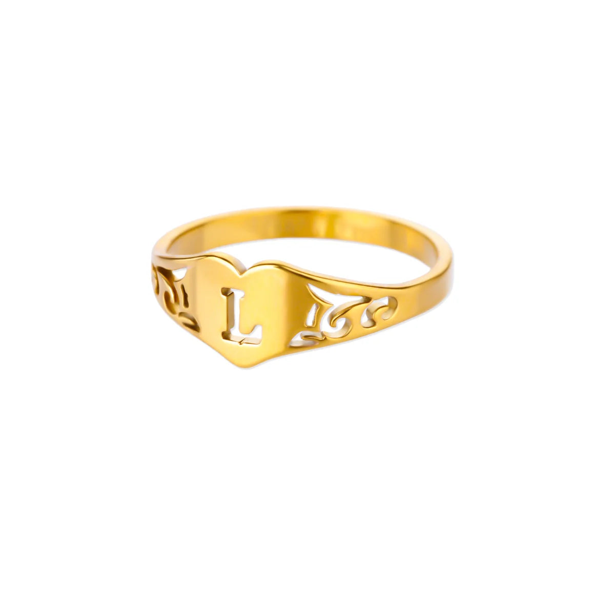 Initial A-Z Letter Rings For Women Gold Color Stainless Steel Heart Alphabet Name Finger Ring Punk Birthday Jewelry Gift Femme