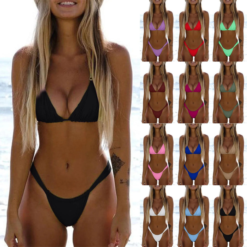 High Two Up Bikini Piece Up Women Cut Lace Solid Sexy Swimsuit Set Push Swimwears Tankinis Set Swimming Suit Women Bikini