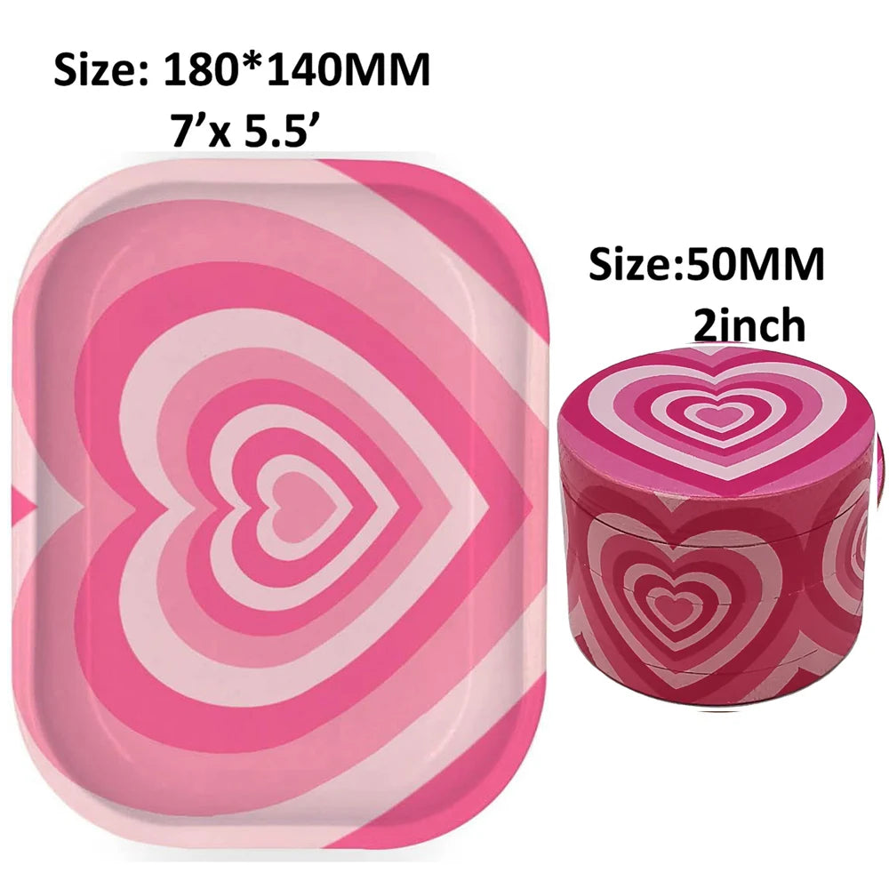 Herb Grinder With Rolling Tray 180*140MM Tobacco Smoke Roller 50MM Grinder 4 layers Kit Bear Ghost Print