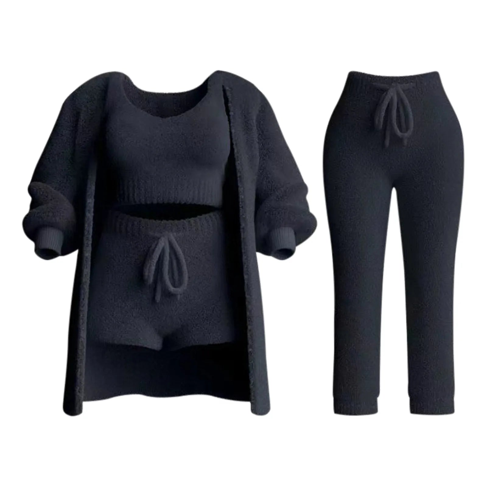 Women Lounge Pants Knitting Fleece Warm Autumn Winter Yoga Pants Butt Lifting Casual Solid Elastic Waist Workout Sweatpants