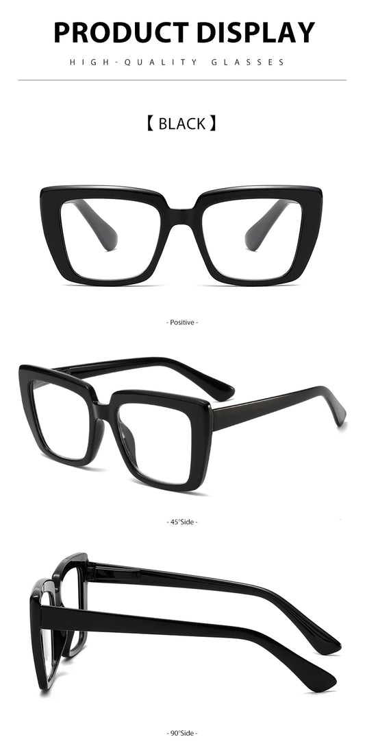 Three pairs of stylish and comfortable large-framed reading glasses, blue light protection, suitable for both men and women