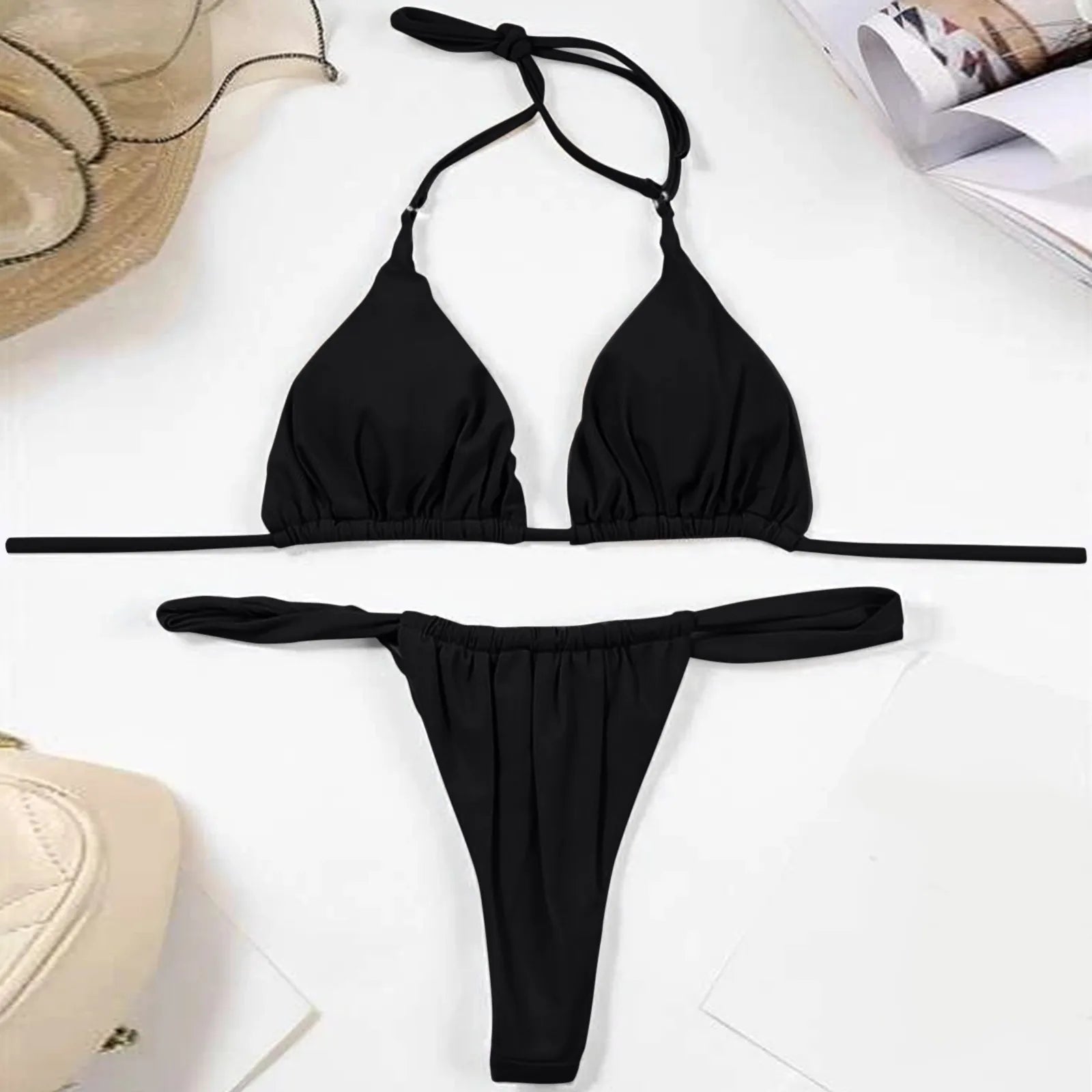 High Two Up Bikini Piece Up Women Cut Lace Solid Sexy Swimsuit Set Push Swimwears Tankinis Set Swimming Suit Women Bikini