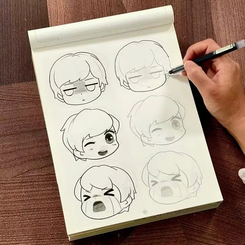 Manga Character Drawing Tracing Book:Cute Anime Q-version character Sketch Practice Workbook，Step-by-Step Cute Sketching Guide