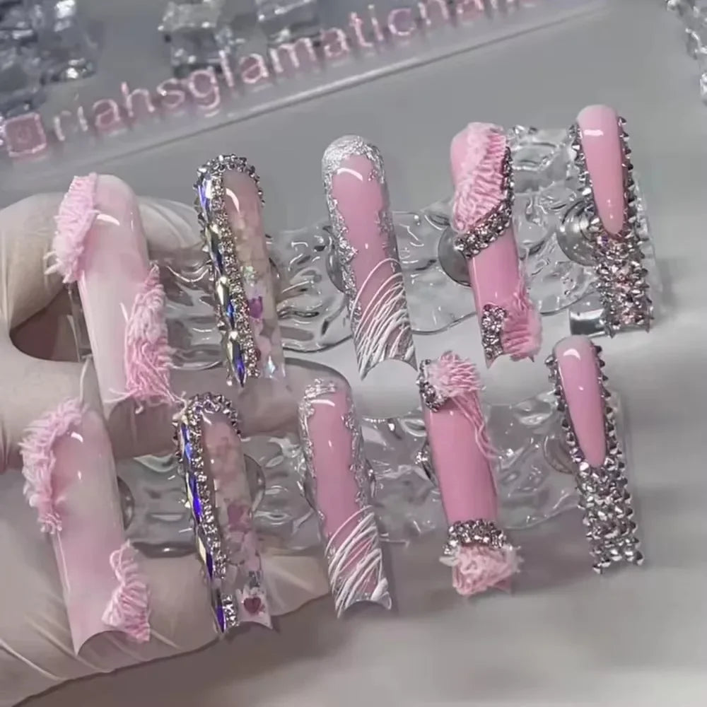 Xxxl Extra Long Quadrate Nail Art Butterfly Angel Diamond Coffin Stiletto False Nails Customizable Nail Party Stickers