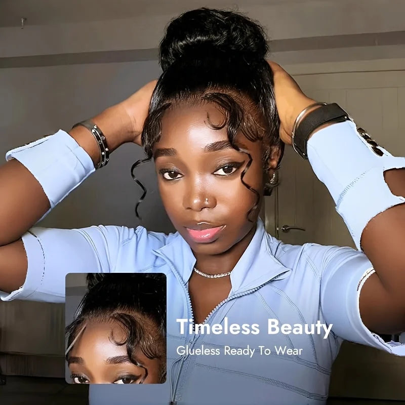 Lafino 250 Density HD Invisi Strap 360 Full Lace Frontal Kinky Curly Wig 40 inch Human Hair Drawstring Snug Water Wig Glueless