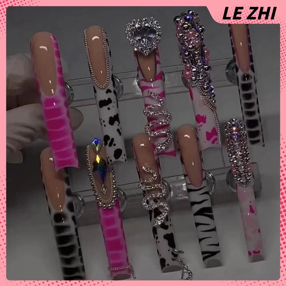 Xxxl Extra Long Quadrate Nail Art Butterfly Angel Diamond Coffin Stiletto False Nails Customizable Nail Party Stickers