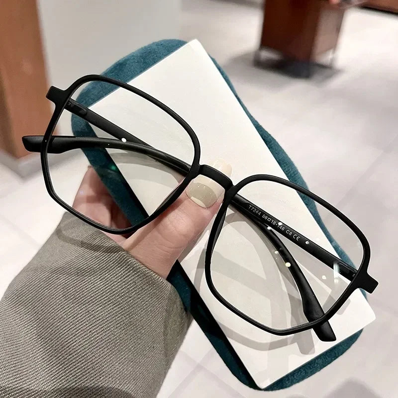 Stylish Women's Image Glasses Square Frame Transparent Eyeglasses Trendy Anti-blue Light Computer Goggles New Fake Eyeware
