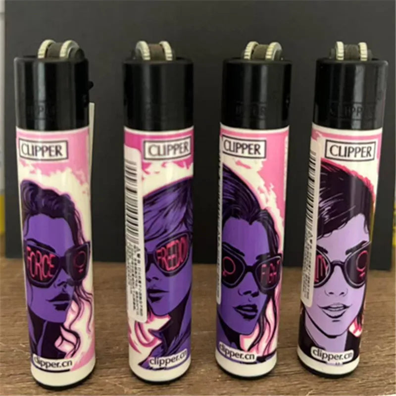 new 4pcs CLIPPER Lighter Retro Grinding Wheel Open Flame Lighter New Inflatable Lighter Cigarette Accessories Men's Small Gifts