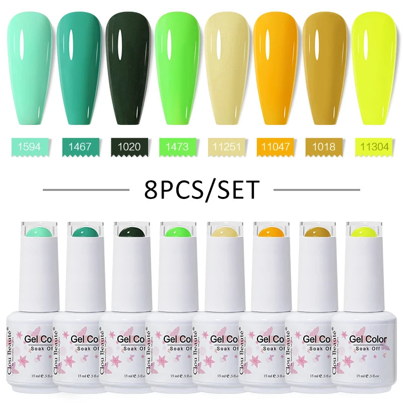 Clou Beaute 6/8pcs 15ml UV Nail Gel Colors Polish Set Summer Pretty Sugar Pink Red Neon Professional Nail Art Manicure Kit Gift