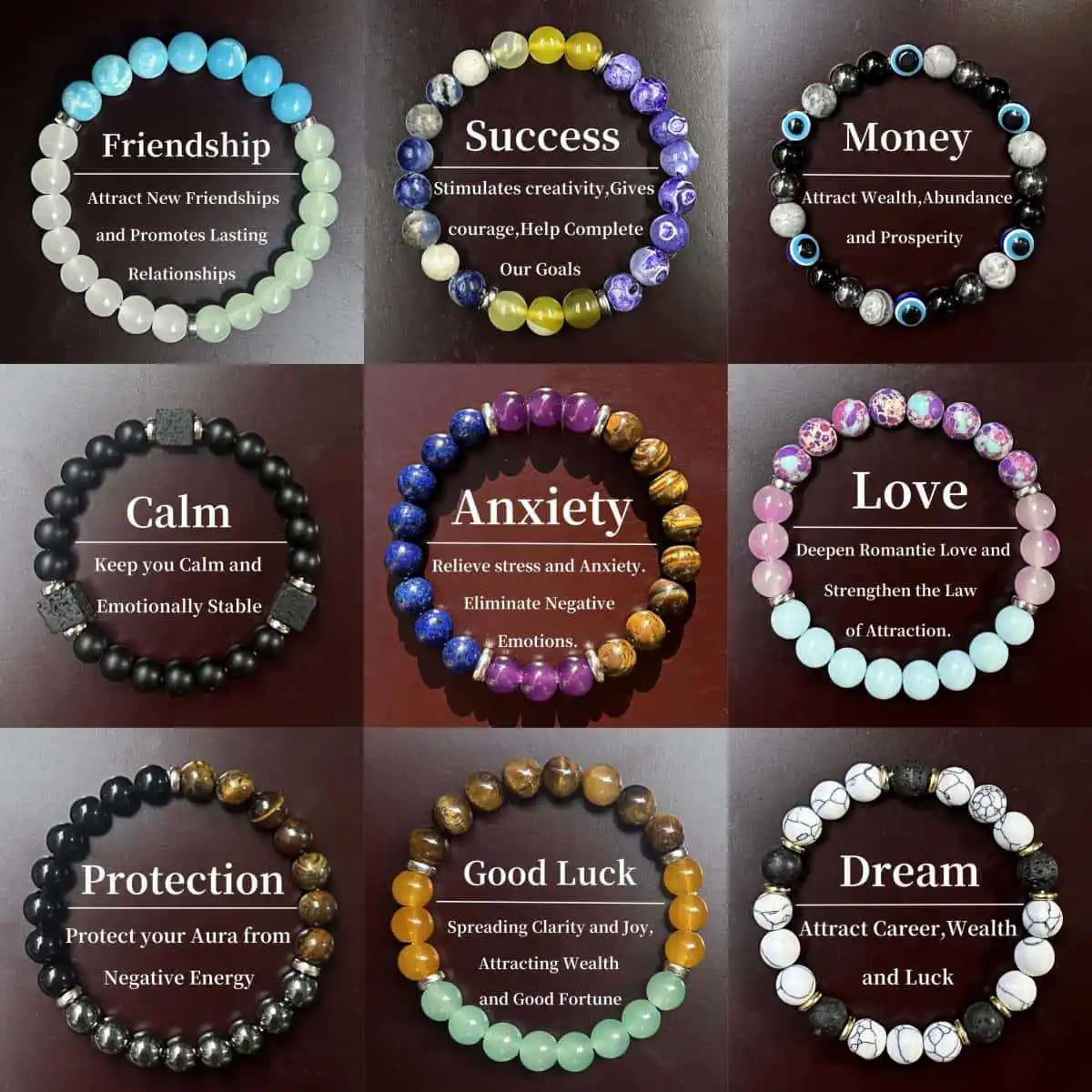 Stone Beads Bracelet Amethyst Tiger Eye Crystal Quartz Agate Gem Beads Bangles Women Reiki Healling Jewelry Gift Mens Bracelet