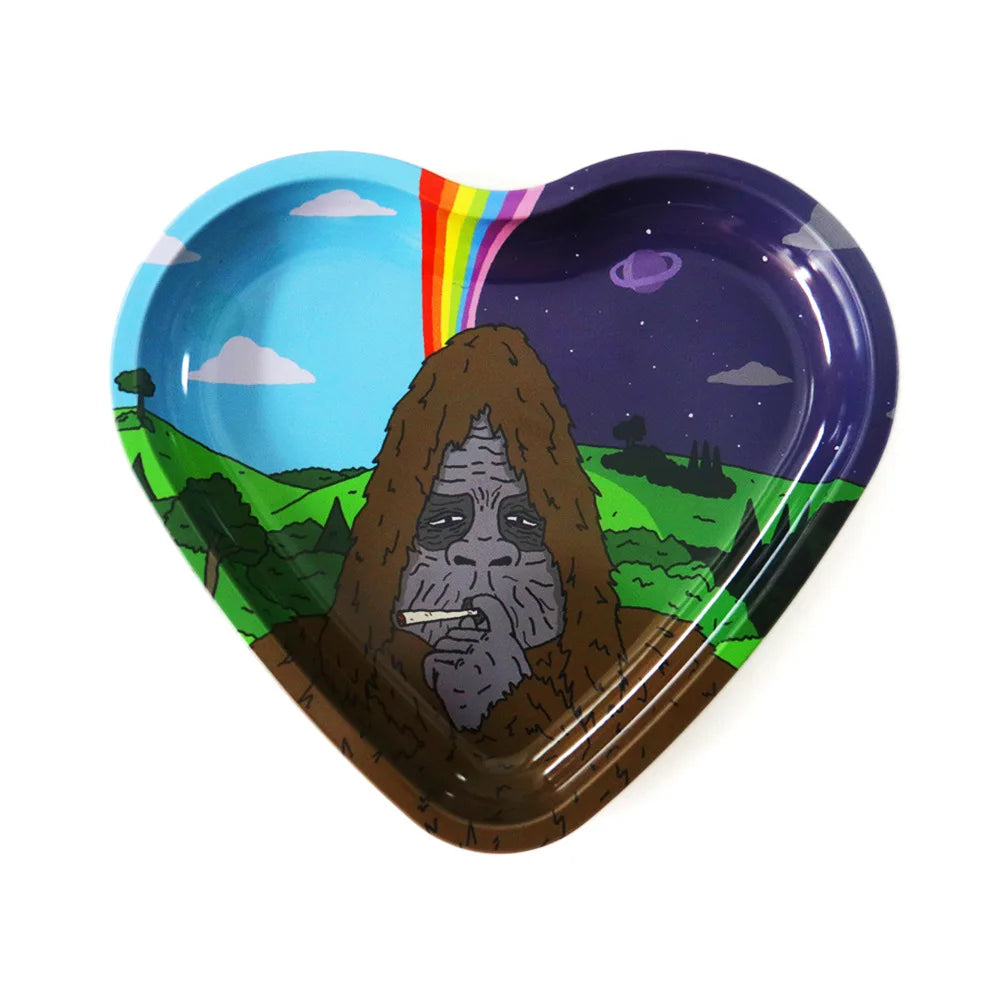 Love-Shaped Cigarette Tray Tobacco Metal Rolling Tray 16.5x18CM Plate Cmoking Smoking Accessories Storage Tray