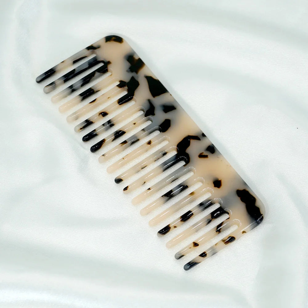 Acetate Hair Comb Set - Wide Tooth Detangling Comb, Anti-static, Tortoise & Colorful Pattern, for Curly/Thick Hair, Daily & Trav