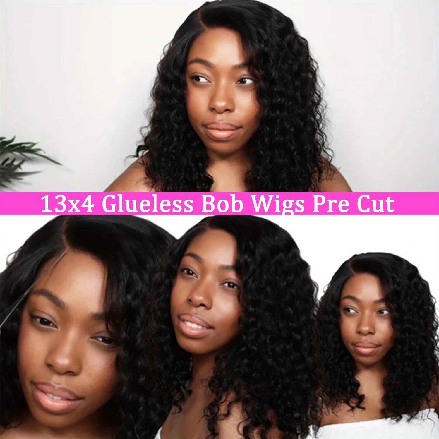 13x4 Burmese Curly Deep Wave Curly Human Hair Wig Glueless Wet and Wavy Lace Front Human Hair Wigs For Woman on Clearance Sale