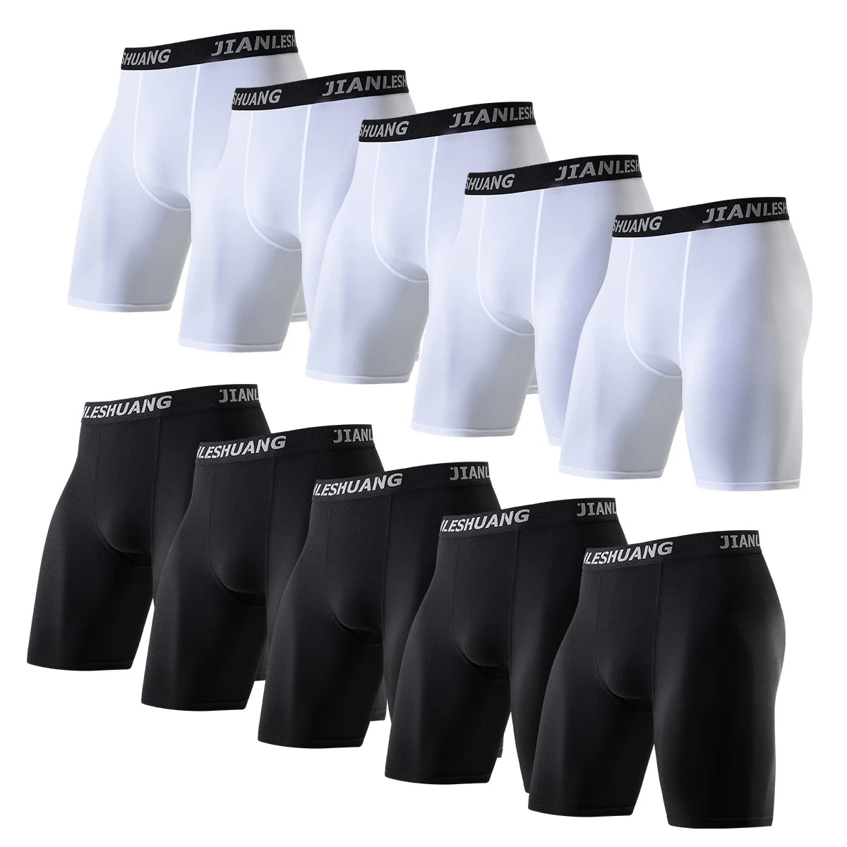 1/5 Pcs Men's Black And White Classic Cycling Long Underwear Multi-size Running Fitness Comprehensive Training Shorts Teenagers