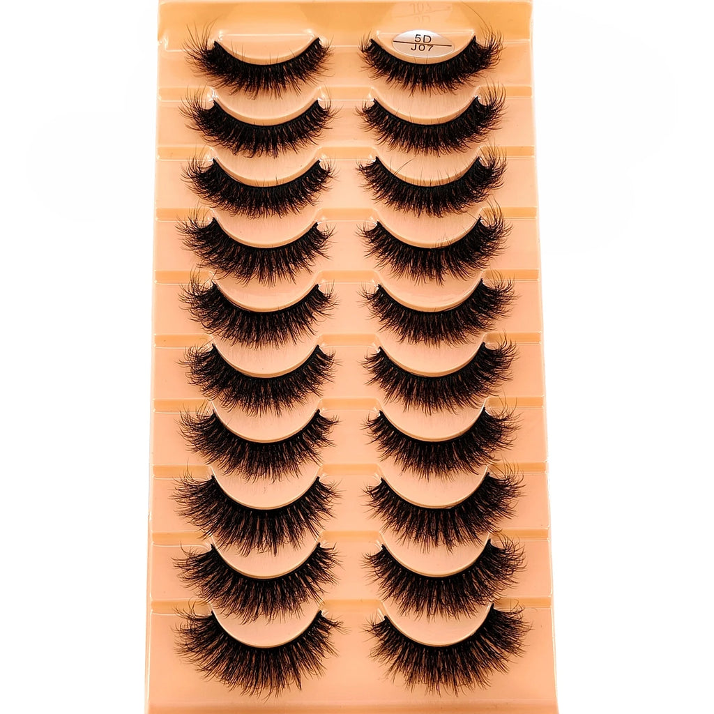 HBZGTLAD 10 Pairs Faux Mink Eyelashes Handmade False Eyelashes Natural Nude Makeup Simulation Cross Messy Eye 3D Curly Eyelashes