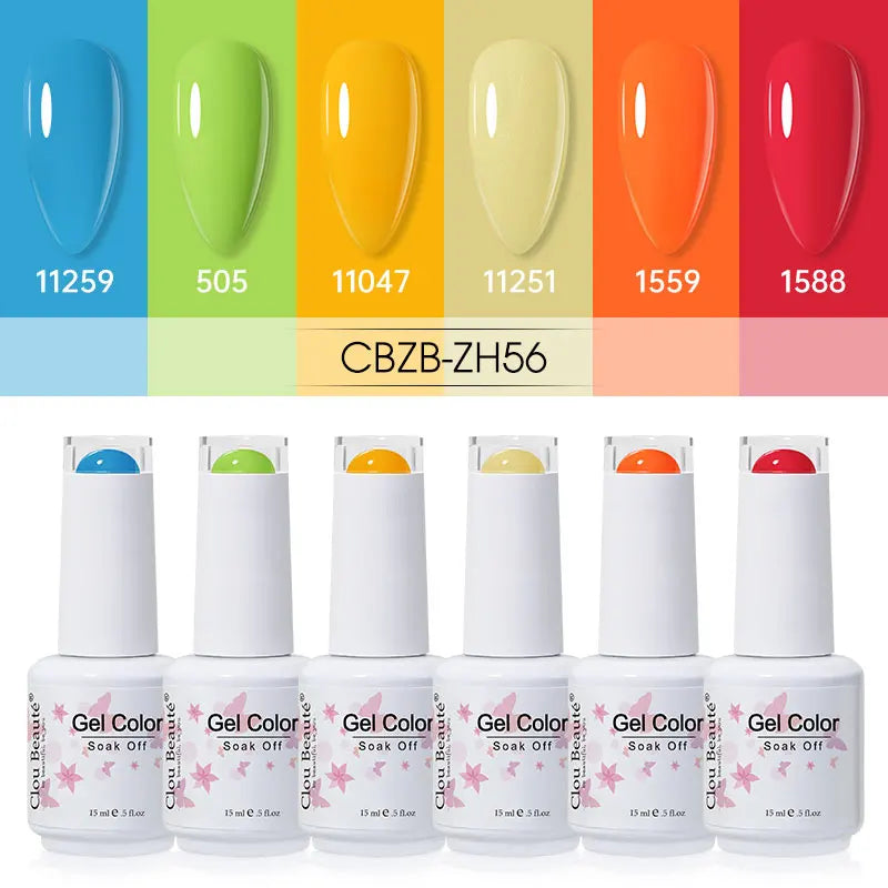 Clou Beaute 6/8pcs 15ml UV Nail Gel Colors Polish Set Summer Pretty Sugar Pink Red Neon Professional Nail Art Manicure Kit Gift