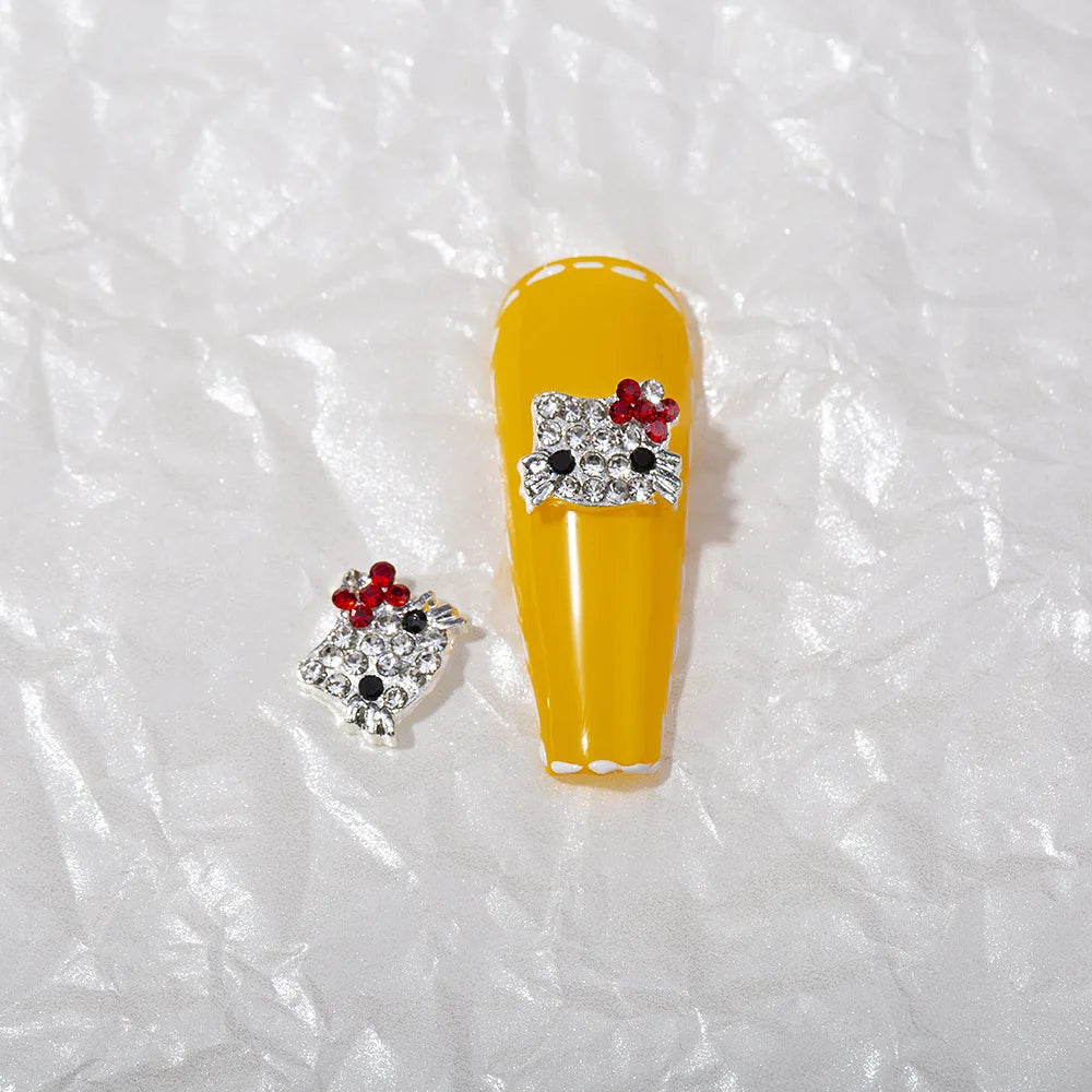 60/30/10PCS Hello Kitty Nail Charms Sanrio 3D Alloy Full Diamond Jewelry Nail Art Rhinestone Crystal Gems Manicure Cartoon Y2K