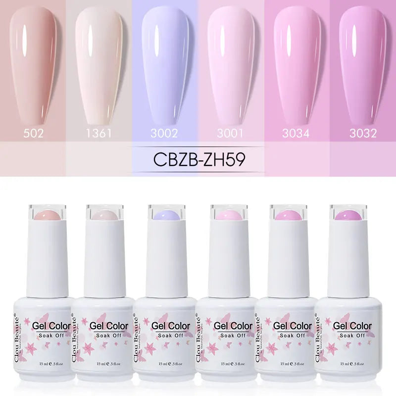 Clou Beaute 6/8pcs 15ml UV Nail Gel Colors Polish Set Summer Pretty Sugar Pink Red Neon Professional Nail Art Manicure Kit Gift