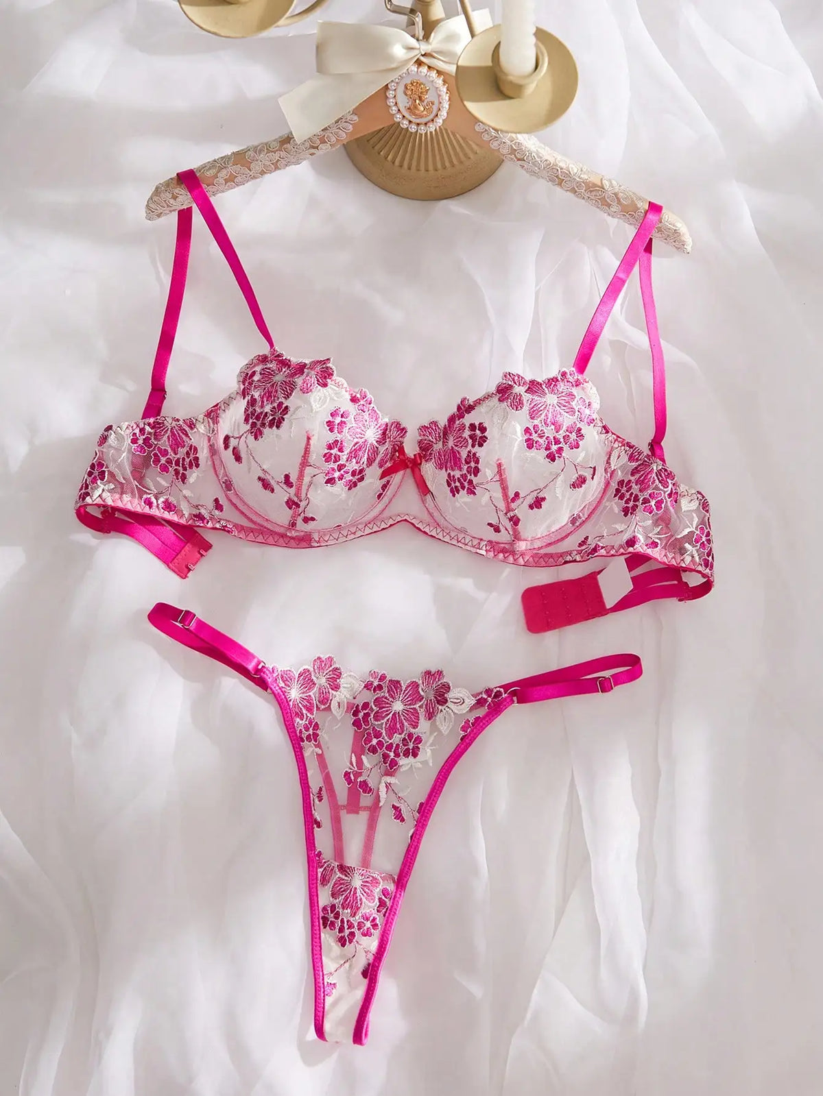 Mesh Floral Lace Lingerie Set