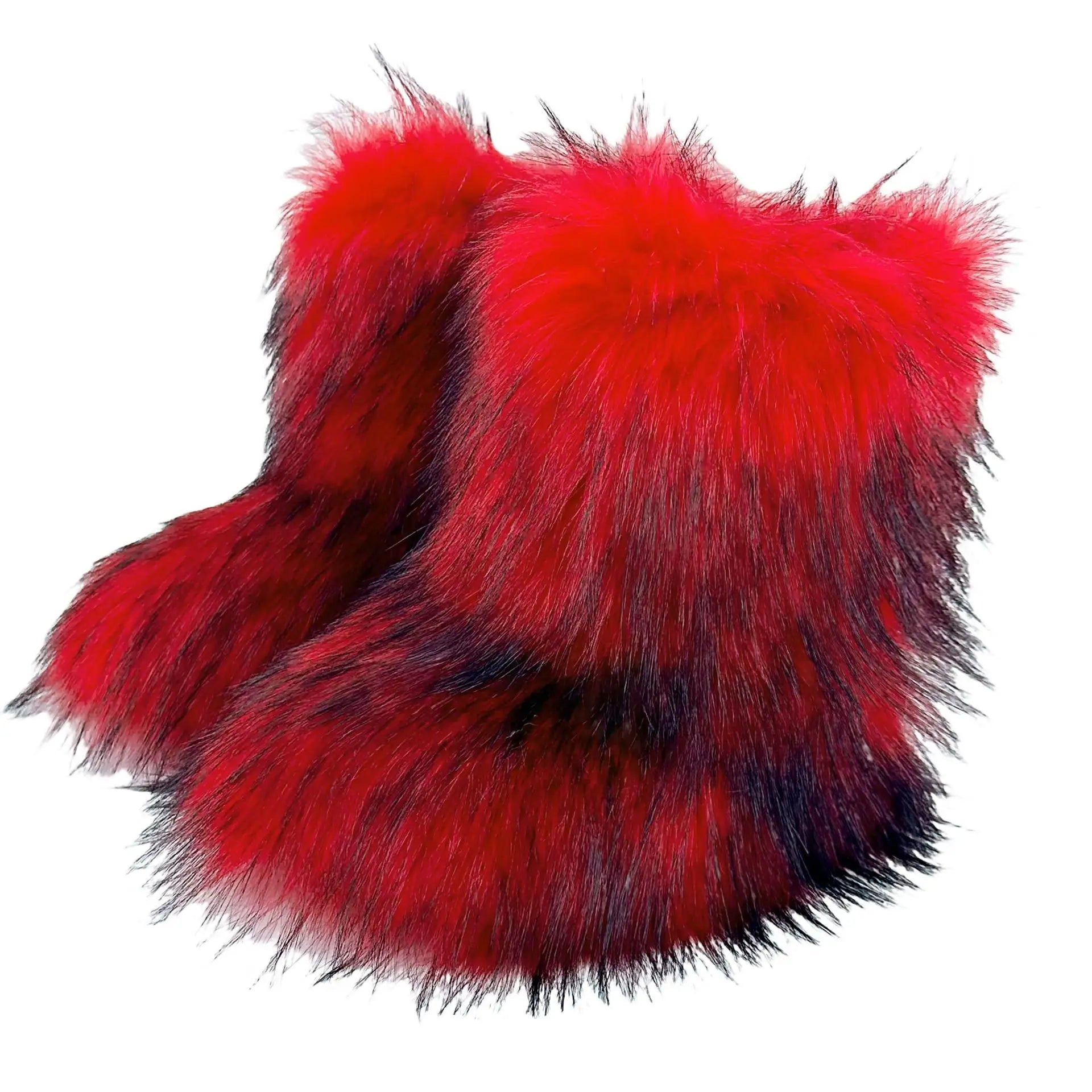 New Winter Fur Onepiece Raccoon Fur Female Snow Boots Fur Shoes Outdoor Mid Leg Boots