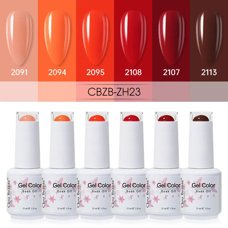 Clou Beaute 6/8pcs 15ml UV Nail Gel Colors Polish Set Summer Pretty Sugar Pink Red Neon Professional Nail Art Manicure Kit Gift