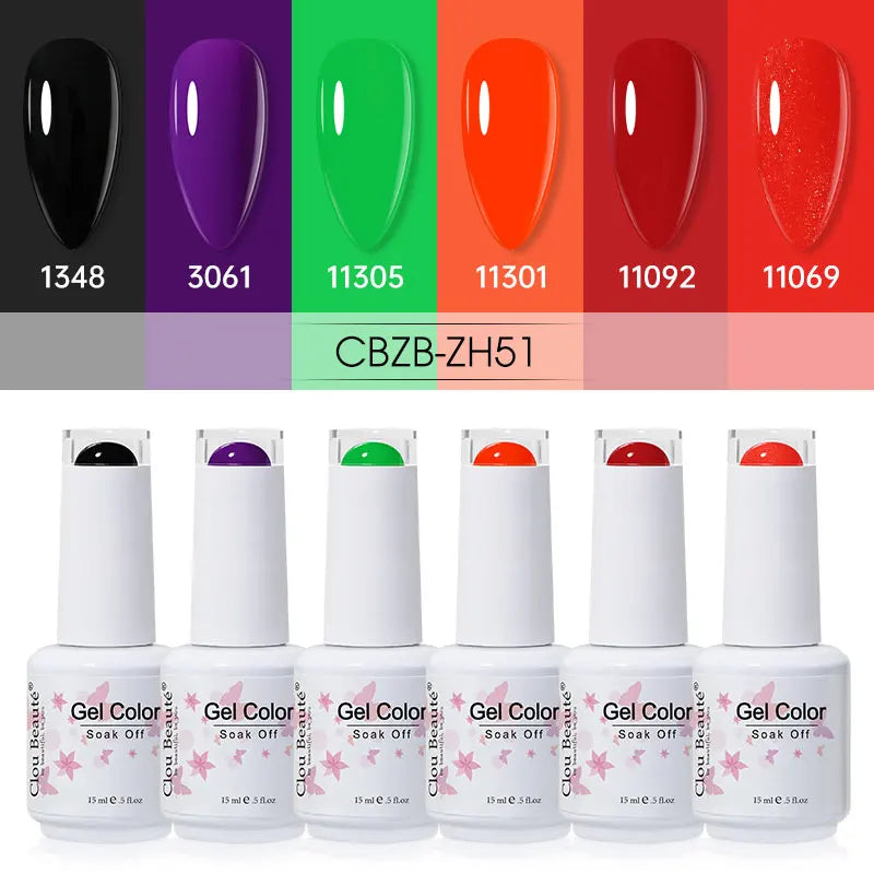 Clou Beaute 6/8pcs 15ml UV Nail Gel Colors Polish Set Summer Pretty Sugar Pink Red Neon Professional Nail Art Manicure Kit Gift