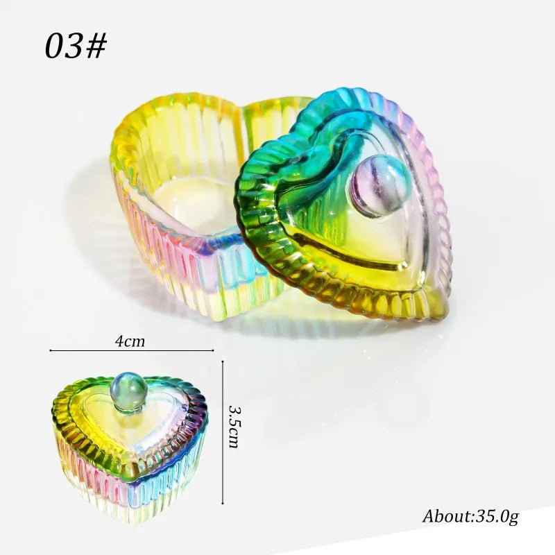 Colorful Crystal Glass Acrylic Powder Liquid Nail Cup Dish Lid Bowl with Cap Manicure Holder Equipment Nail Salon Manicure Tools