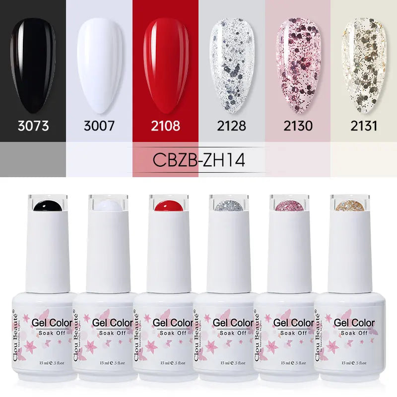 Clou Beaute 6/8pcs 15ml UV Nail Gel Colors Polish Set Summer Pretty Sugar Pink Red Neon Professional Nail Art Manicure Kit Gift