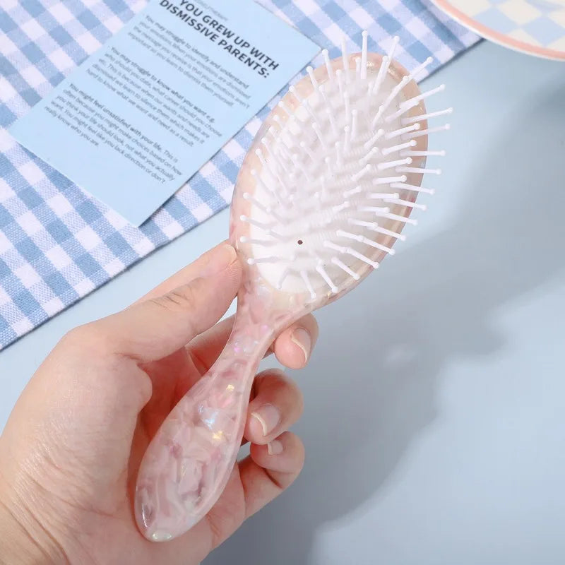 1PC Portable Mini Acetate Board Handheld Hair Comb French Vintage Cute Airbag Massage Comb for Home Use Professional Salon Brush
