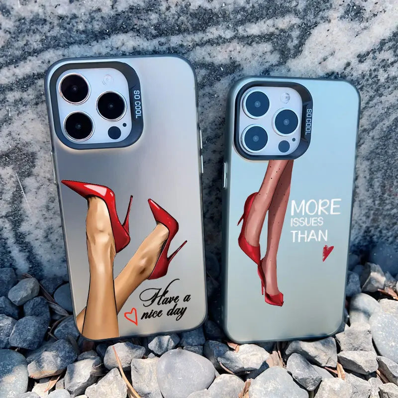 Girl Boss Female Coffee Phone Case For iPhone 15 14 Plus Pro Max 17 16 13 Mini 12 11 Pro Max Pattern Shockproof Laser Covers