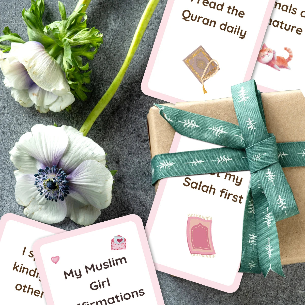 31pcs 'my Muslim Girl Affirmations'cards,Pastel Illustrations,Inspirational Ramadan Gift Cards For Women,Daily Reminders Cards