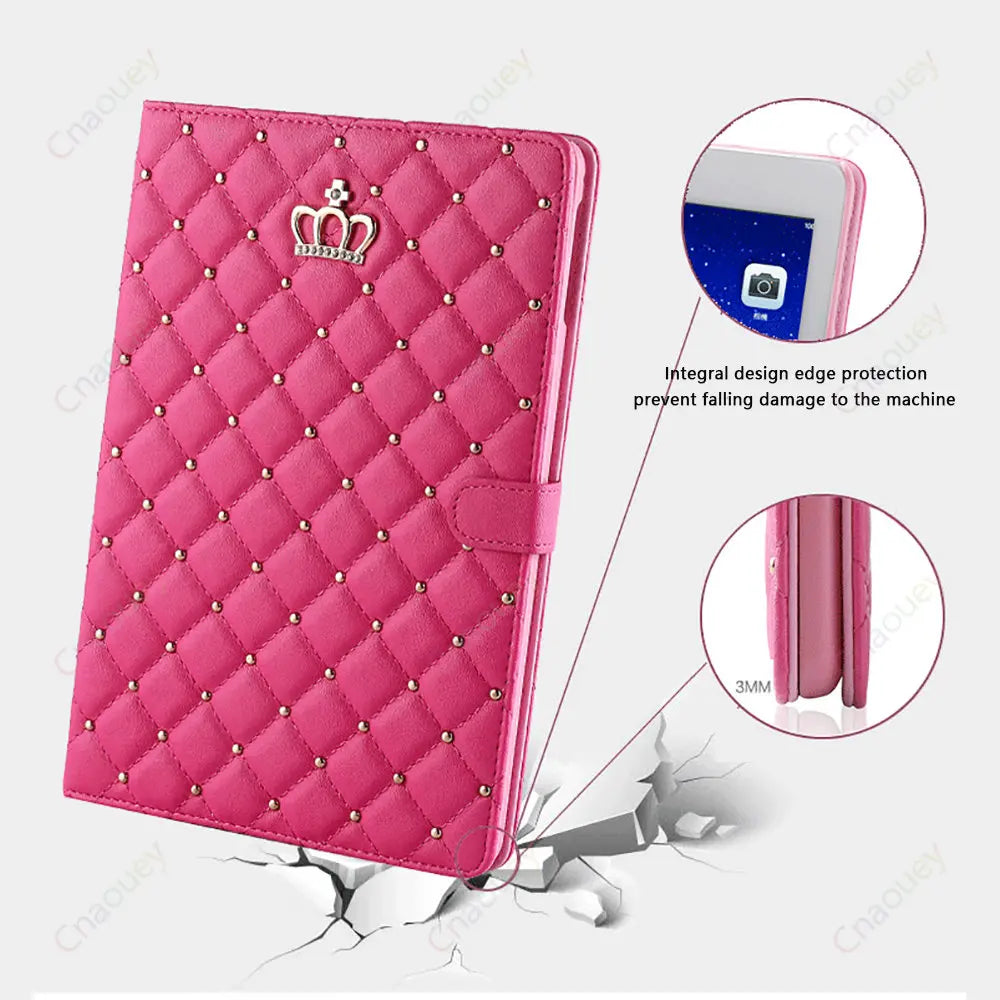Funda Case for iPad 7th 8th 9th 10th Gen iPad Air4 Air5 iPad Pro11 Air11 A16 Lambskin Stand Smart Case iPad 9.7 2017 2018 Coque
