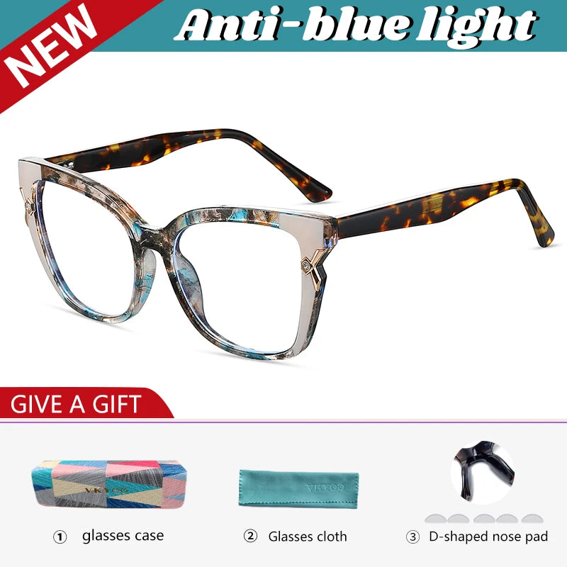 VICKY New Fashion Butterfly Square Frame Personalized Design Blue Light Reading Glasses Can Be Customized Prescription 87312