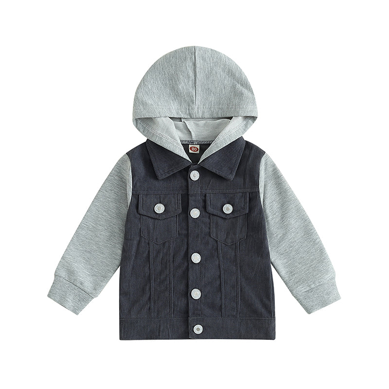 2023-06-22 Lioraitiin 0-4Years Toddler Boy Girl Fall Corduroy Jacket Casual Long Sleeve Button Down Lapel Coat Hoodie Outwear