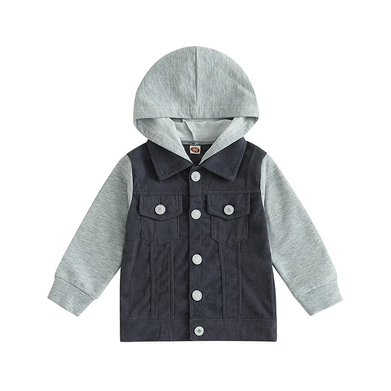 2023-06-22 Lioraitiin 0-4Years Toddler Boy Girl Fall Corduroy Jacket Casual Long Sleeve Button Down Lapel Coat Hoodie Outwear