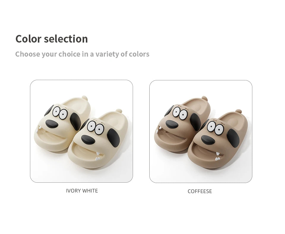 Feslishoet Catroon Dog Thick Slippers Soled Non Slip Slides Bathroom Summer Comfy Shoes Indoor and Outdoor