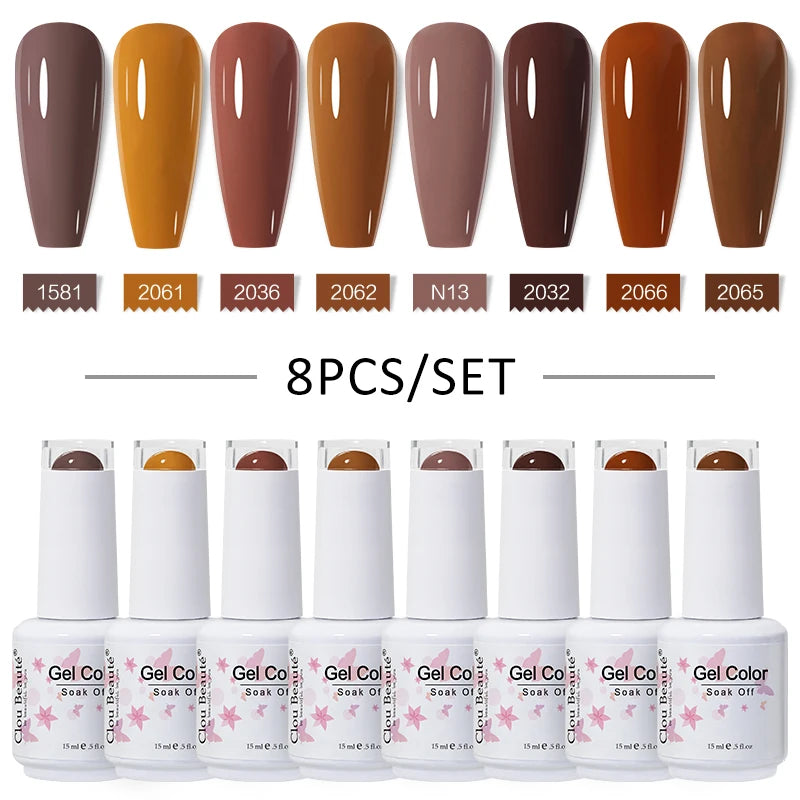 Clou Beaute 6/8pcs 15ml UV Nail Gel Colors Polish Set Summer Pretty Sugar Pink Red Neon Professional Nail Art Manicure Kit Gift