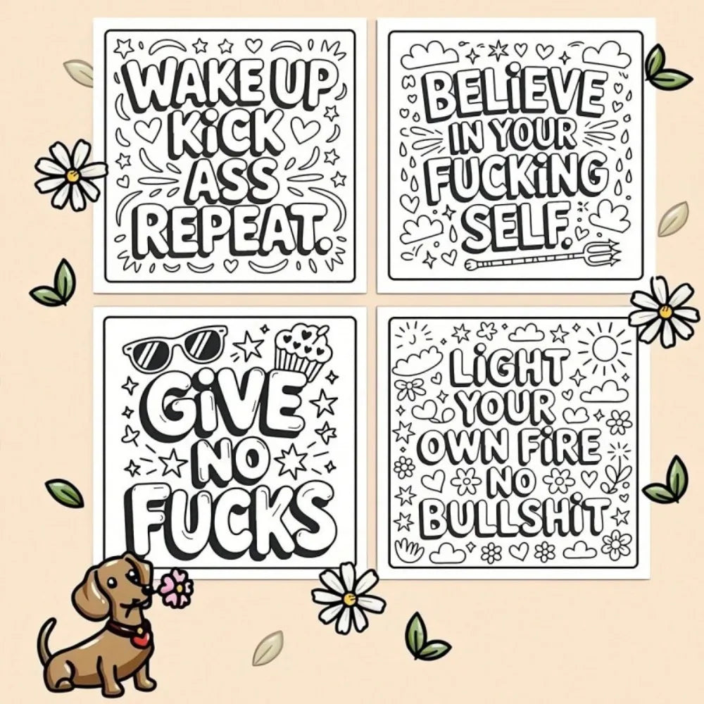 Motivational Swear Word Coloring Book Bold Easy 24 Pages Empowering Curse Words for Adults Stress Relief Gift