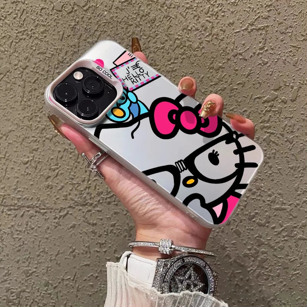 Sanrio Cartoon Hello Kitty Phone Case for iPhone 17 Pro 16 15 14 ProMax XR X XS 7 8 13 14 Pro Max 15 Plus Matte IMD Laser Cover