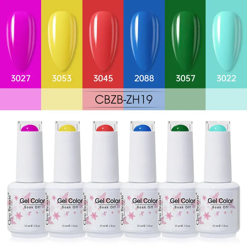 Clou Beaute 6/8pcs 15ml UV Nail Gel Colors Polish Set Summer Pretty Sugar Pink Red Neon Professional Nail Art Manicure Kit Gift