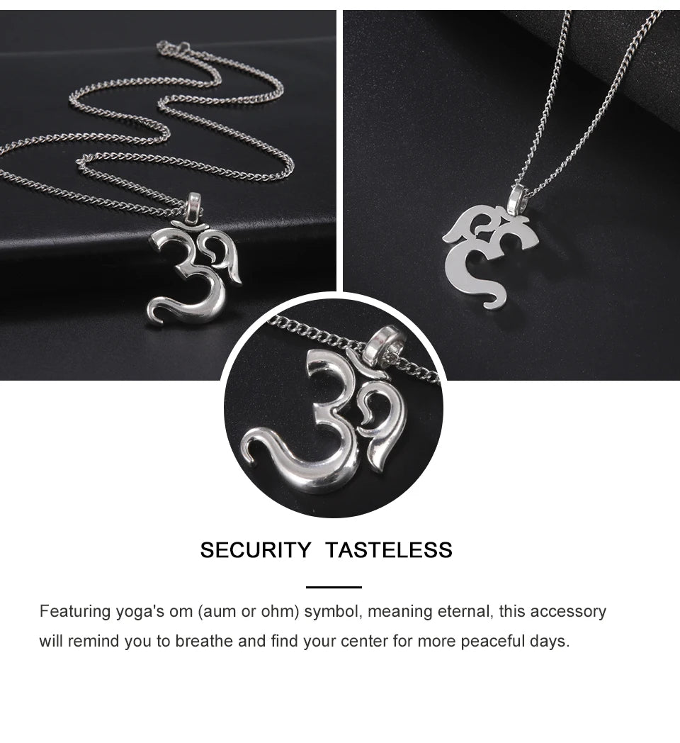 My Shape OM Hindu Yoga Necklaces AUM Ohm Buddhist Hinduism Yoga India Pendants Amulet Lucky Gift Fashion Jewelry for Women Men