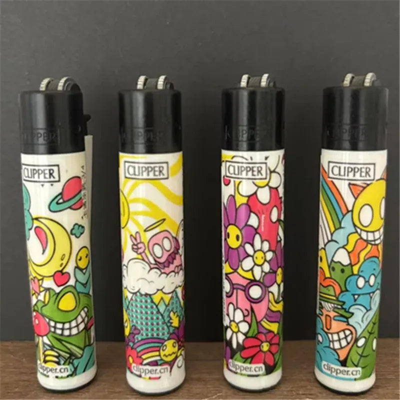 new 4pcs CLIPPER Lighter Retro Grinding Wheel Open Flame Lighter New Inflatable Lighter Cigarette Accessories Men's Small Gifts