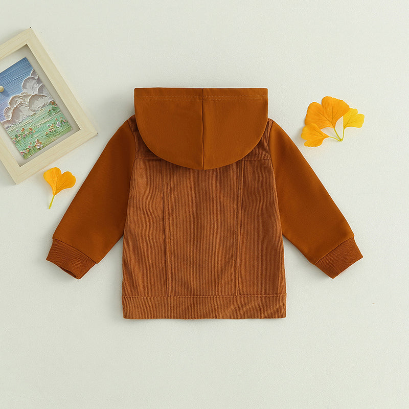 2023-06-22 Lioraitiin 0-4Years Toddler Boy Girl Fall Corduroy Jacket Casual Long Sleeve Button Down Lapel Coat Hoodie Outwear