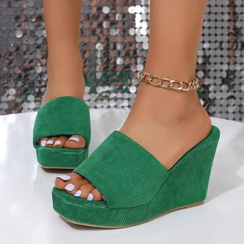 Women Platform Slippers Beach Wedges High Heels Sandals Summer 2026 New Women Slippers Thick Sexy Slides Women