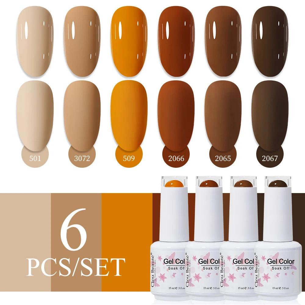 Clou Beaute 6/8pcs 15ml UV Nail Gel Colors Polish Set Summer Pretty Sugar Pink Red Neon Professional Nail Art Manicure Kit Gift