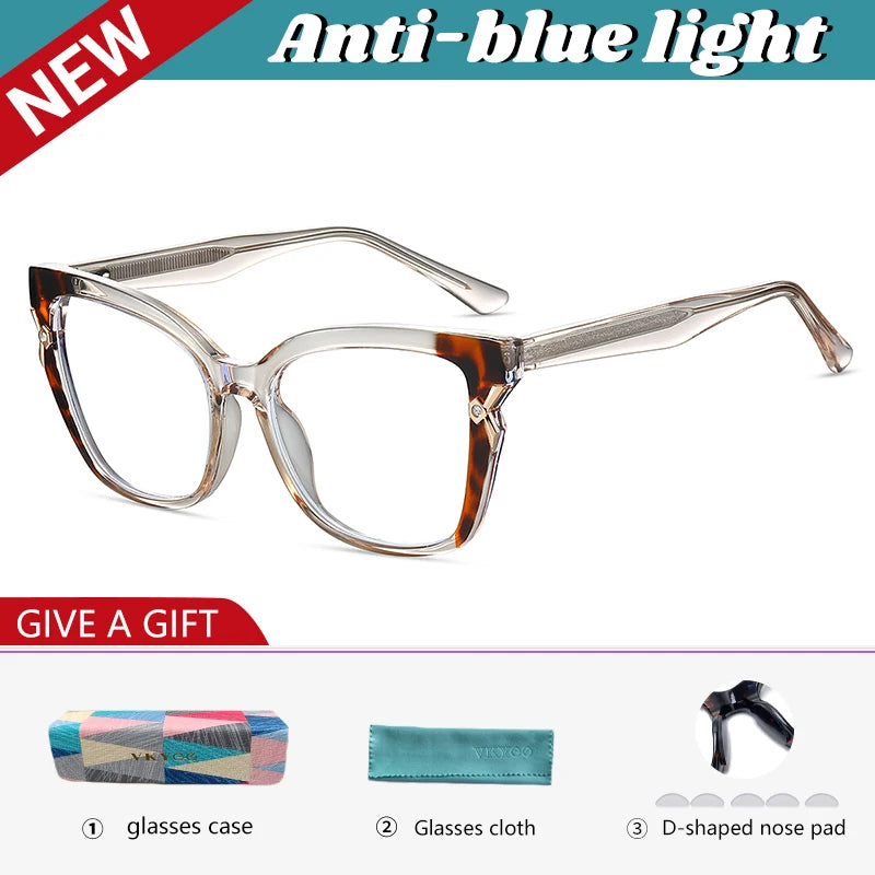 VICKY New Fashion Butterfly Square Frame Personalized Design Blue Light Reading Glasses Can Be Customized Prescription 87312