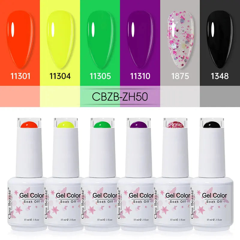 Clou Beaute 6/8pcs 15ml UV Nail Gel Colors Polish Set Summer Pretty Sugar Pink Red Neon Professional Nail Art Manicure Kit Gift